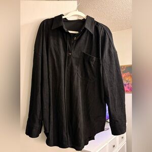 Amazon Black Corduroy Button-Down Shirt
